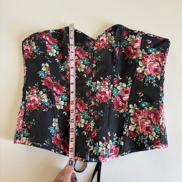 Alivia y Fashion Simone Plus Size Black Floral Print Clasp Corset Top Size 3X - Picture 2 of 8